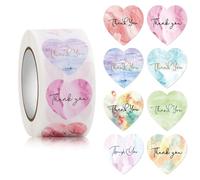 500Counts - Etichette di ringraziamento a forma di cuore da 2,5 cm, adesivo di ringraziamento per matrimoni, San Valentino, imballaggi per piccole imprese