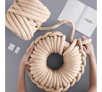 500g/20m Filati di Cotone Riempiti a Mano, Filo Tubolare Grosso Lavabile, Lavoro a Maglia a Braccio Filato, 2cm Rotondo Core Filato in Poliestere per DIY Divano Cuscino Letto Animali Domestici (Beige)