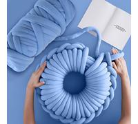 500g/20m Filati di Cotone Riempiti a Mano, Filo Tubolare Grosso Lavabile, Lavoro a Maglia a Braccio Filato, 2cm Rotondo Core Filato in Poliestere per DIY Divano Cuscino Letto Animali Domestici (blu)