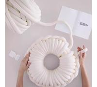 500g/20m Filati di Cotone Riempiti a Mano, Filo Tubolare Grosso Lavabile, Lavoro a Maglia a Braccio Filato, 2cm Rotondo Core Filato in Poliestere per DIY Divano Cuscino Letto Domestici (Bianco)