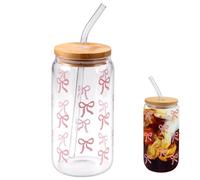 500ml Bicchiere In Vetro Con Coperchio E Cannuccia, Bicchieri Da Acqua Con Coperchio E Cannuccia, Riutilizzabile, Per Acqua, Cocktail, Milkshake, Succhi, Smoothies, Birra, Caffè Ghiaccio,Tè Con Limone