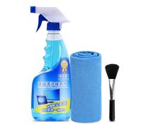 500ml Detergente Schermi Elettronici Set con panno in microfibra e spazzola - Detergente efficace per schermi, smartphone, laptop e TV - Senza polvere e aloni