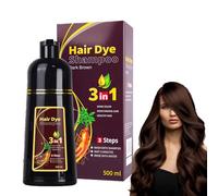 500ML Hair Dye Shampoo Capelli Colorati 3 in 1, Shampoo Colorante per Donna Uomo, Colorante Capelli Istantaneo, Hair Color - Naturale Colore per Donna Uomo-（Dark brown）