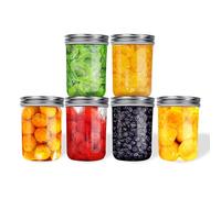 500ml Mason Jar 6 Pezzi 16oz Barattoli Vetro Con Coperchio Barattoli Conserve Per Marmellata Fatta In Casa Pomodori Cetrioli Miele Durante La Notte Avena Gelatina Frutta Conservazione Degli Alimenti