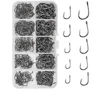 500pcs Ami da Pesca Spinato Gancio da Pesca Amo da Pesca Occhiello Ganci a Occhiello per Pesci d'acqua Dolce/Pesci d'acqua Salata 10 Taglie Ami da Pesca in Acciaio al Carbonio con Scatola di Plastica