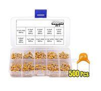 500Pcs Ceramic Capacitor Kit 0.1uF-10uF 2.2uF 4.7uF Multilayer Monolithic Ceramic Capacitor Assortment Kit 10Values x 50Pc MQXFCZUX
