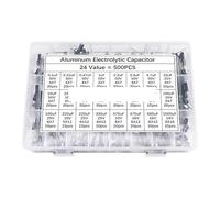500Pcs/lot 0.1UF-1000UF 24Values 16V-50V Mix Aluminum Electrolytic Capacitor Assorted Kit And Storage Box NWPNLXEA