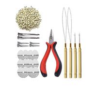 500pcs Silicone Micro Rings Hair Extensions Tools Kit: Three-hole Hair Pliers, Micro Pulling Hook Needle, Loop Threader and Silicone Micro Links (Blonde)