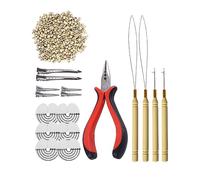 500pcs Silicone Micro Rings Hair Extensions Tools Kit Three-hole Hair Pliers Micro Pulling Hook Needle Loop Threader and Silicone Micro Links (Gray blonde)