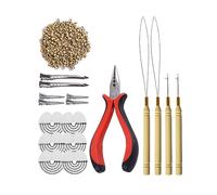 500pcs Silicone Micro Rings Hair Extensions Tools Kit Three-hole Hair Pliers Micro Pulling Hook Needle Loop Threader and Silicone Micro Links (Dark blonde)