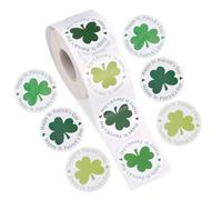 500pz Adesivi Happy St Patricks, Adesivi Rotondi da 3,8cm con Trifoglio Verde Irlandese Fortunato per Decorazioni Feste Biglietti Buste Sacchetti Regalo e Articoli le Feste