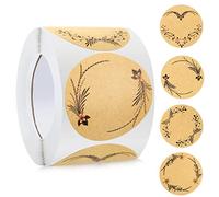 500pz Etichette Autoadesivo Kraft, handmade with love,Round etichette adesive Sticker,Personalizzati Rotondi Etichette,Etichetta Adesiva Fatta a Mano per Compleanno, Matrimonio, Regalo Decor (nuovo a)
