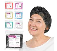 500x ARNOMED® Cuffie Monouso per Capelli 52 CM Negro, Cuffia Monouso per la Testa, Copricapo per Chirurgiche, Doccia & Igiene -Cuffie Usa & Getta Capelli, Retine per Capellii Alimentari