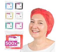 500x ARNOMED® Cuffie Monouso per Capelli 52 CM Rosso, Cuffia Monouso per la Testa, Copricapo per Chirurgiche, Doccia & Igiene -Cuffie Usa & Getta Capelli, Retine per Capellii Alimentari
