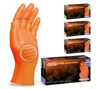 500x PROGRIP Guanti nitrile XL Arancione [Extra resistenti], Guanti monouso plastica, 2x più spessi, con finitura diamantata, Guanti in nitrile per industria e montaggio, guanti lavoro