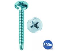 500x Vite Autoperforante Drillex&Reg; Mustad Zincata Bianca Tc Ph E-100 4,8X19