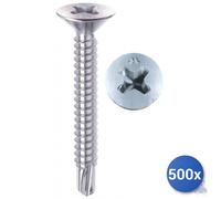 500x Vite Autoperforante Drillex&Reg; Mustad Zincata Bianca Tsp Ph E-100 3,5X19