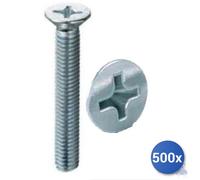 500x Vite Metallo Zincata Testa Piana Croce E-100 3X30