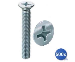 500x Vite Metallo Zincata Testa Piana Croce E-100 3X30