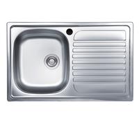 DecHome Lavello Cucina 1 Vasca ad Appoggio con Gocciolatoio Dx Larghezza 80 cm materiale Acciaio Inox - SA216DXKIT