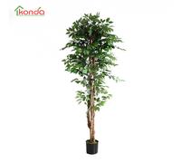 Pianta FICUS Artificiale Ornamentale Alta 210cm 3 Tronchi Rami 1404 Foglie