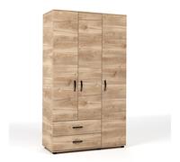 Kit armadio 3 ante + 2 cassetti 120x52x205 cm rovere m. k358