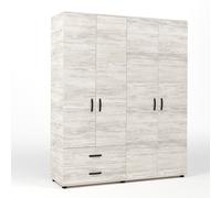 503570 Q.TA' 1 KIT ARMADIO 4 ANTE + 2 CASSETTI 160X52X205 CM BIANCO VEN.K083