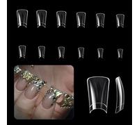 504 punte per unghie a forma di anatra, per donne e ragazze, punte curve per unghie a pressione, mezze coperture per unghie finte trasparenti