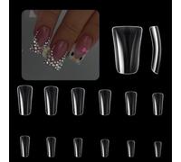 504 punte per unghie a forma di anatra, per donne e ragazze, punte curve per unghie a pressione, mezze coperture per unghie finte trasparenti