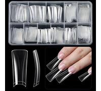 504 punte per unghie per donne e ragazze, curve, da scrivere, mezze coperture, false, trasparenti