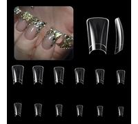 504 unghie a forma di anatra, chiodi, trasparenti, mezze coperture, unghie finte, a pressione, punte curve, per manicure