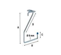 504263 Q.TA' 10 GANCIO ZINCATO 4100 A L DA SOFFITTO 150 MM