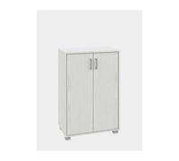 MOBILE BASSO 2 ANTE MULTIUSO 4 RIPIANI BIANCO FRASSINATO 90X60X35 CM ARMADIO