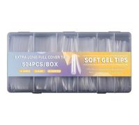 504x/Set di punte morbide in gel a pressione, extra lunghe, punte chiare, chiare, unghie finte per saloni di bellezza