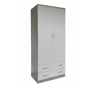 505333 Q.TA' 1 ARMADIO SPACE 2+2C CEMENTO/BIANCO F. 80X52X190CM