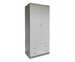 505333 Q.TA' 1 ARMADIO SPACE 2+2C CEMENTO/BIANCO F. 80X52X190CM