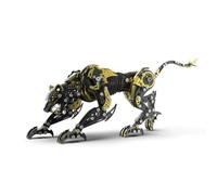 506 pezzi Leopard Hunter 3D puzzle in metallo modello meccanico, assemblaggio fai da te Steampunk animale decorazione da tavolo regalo da collezione per adulti hobbisti - Nero oro