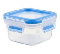 EMSA 508535 Clip & Close - Barattolo quadrato 200 ml, trasparente/blu (confezione da 4)
