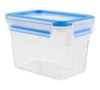 Emsa 508541 Contenitore per alimenti rettangolare con coperchio, 1,1 litri, trasparente / blu, Clip & Chiudi