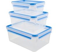 Emsa Clip & Close 017032508567 Contenitore Salvafreschezza, Plastica, Set 3 Pezzi, 1 l, 2.3 l e 3.7 l