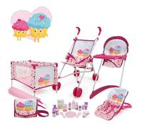 509 Crew 21 Piece Doll Stroll n Play & Care Combo Set, Stroller, Playard, High Chair Set, Carry COT, Diaper Bag, Feeding And Grooming Accessories, Ages 3+