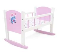 509 Crew: Baby Alive - Culla per bambole in legno - Rosa-Bianco-Viola, Letto a dondolo, Cuscino e Coperta, Bambola & Peluche Accessori per dormire, Giocattolo di Ruolo, Bambini 3+