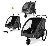 509 Trailer II, Multi Use Bicycle Trailer for Kids from 6m Up, for Pet, for Cargo, Convertible to 3-Wheel Push Wagon, Max Load 50kg, Include Raincover
