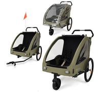 509 Trailer II, Multi Use Bicycle Trailer for Kids from 6m Up, for Pet, for Cargo, Convertible to 3-Wheel Push Wagon, Max Load 50kg, Include Raincover