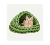 (50cm, Avocado) Hand-Woven Felt Cat Bed House â Cozy & Warm Winter Cave Mat for Cats & Kittens, Premium Indoor Comfort