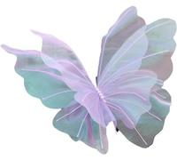 50cm Silk Yarn Artificial Butterfly, Fake Butterfly Supplies,Wedding Party Outdoor Holiday Decoration Display Giant Gauze Fake Butterfly (Color : Purple, Size : 50CM)