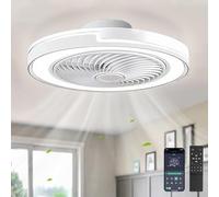 50cm Ventilatore da Soffitto Silenzioso con luce LED,Lampadari con Ventola da Soffitto 3 Colori Dimmerabile con telecomando e APP,6 Velocità,Timer,per Soggiorno,Camera da letto,Sala da pranzo,Bianco