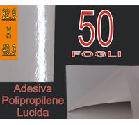 50F VINILE ADESIVA BIANCA LUCIDA PERMANENTE 32x45 STAMPA LASER SERIGRAFICA PVC