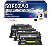 50F0ZA0 Nero Cartuccia Toner di Ricambio ad alta Capacità per Lexmark MS310d MS310dn MS312dn MS315dn MS410d MS410dn MS415dn MS510dn Stampante, 60000 Pagine,Black-3 pack