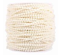 50M Pearl Garland String | 3mm ABS Artificial Pearls for Wedding Centerpieces/Bridal Bouquet/DIY Crafts | Adjustable Beaded Chain for Decorations (Beige)